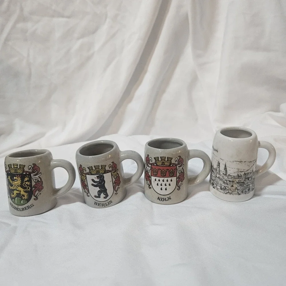 Vintage German Miniature Souvenir Beer Stein Shot Glasses - Set of 4